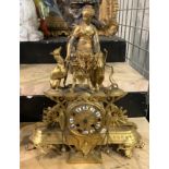 FRENCH FIGURAL MANTLE CLOCK 40CMS (H) APPROX A/F