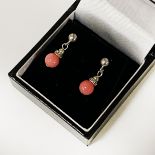 STERLING SILVER CRYSTAL CORAL DROP STUDS