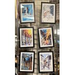 6 FRAMED WATERCOLOURS BY JAMES NDOX 32.5 CMS (H) X 23.5CMS (W) APPROX