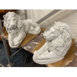 PAIR OF LARGE LAYING LIONS