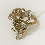 STERLING SILVER GILT TOPAZ RING SIZE N/O