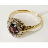 18CT GOLD DIAMOND & GEMSTONE RING - SIZE N - APPROX 3 GRAMS