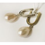 STERLING SILVER SOUTH SEA PEARL DROP LEVER BACK EARRINGS