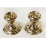 PAIR OF SILVER CANDLESTICKS - 7 CMS (H) APPROX