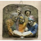 FRENCH CERAMIC PLAQUE - SINGERS 42CMS (H) 44.5CMS (W) APPROX