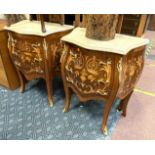 PAIR OF INLAID MARBLE TOP COMMODES