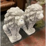 PAIR OF EXTRA LARGE SEATED LIONS