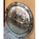 LARGE STAINED GLASS VENETIAN CONVEX MIRROR