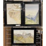 D.R THORNYCROFT ''MOUNTAIN SCENERY'' WATERCOLOUR PENCIL - 35 X 25CM (3)