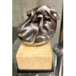 SILVER PLATED FAWN ON MARBLE BASE 19.5CMS (H) APPROX