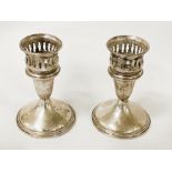 PAIR OF SILVER CANDLESTICKS - 12 CMS (H) APPROX