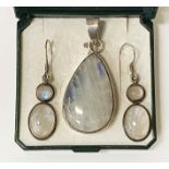 SILVER & MOONSTONE NECKLACE & EARRINGS