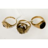 3 X 9CT GOLD GEMSTONE RINGS SIZE M/N/Q