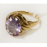 9CT GOLD AMETHYST RING - APPROX 5 GRAMS SIZE N