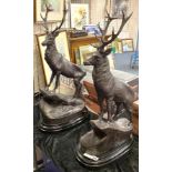 PAIR OF LARGE BRONZE STAGS 75CMS (H) APPROX
