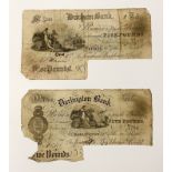 TWO PROVINCIAL £5 BANK NOTES A/F - DARLINGTON 1889, DURHAM 1886