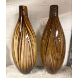 PAIR OF BROWN ART GLASS VASES 40CMS (H) APPROX