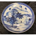 LARGE EARLY BLUE & WHITE PLATE 40CMS (D) APPROX