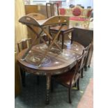 ORIENTAL MOTHER OF PEARL DINING TABLE & FIVE CHAIRS A/F
