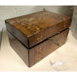 TUNBRIDGWARE SEWING BOX WITH CONTENTS