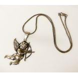 SILVER CHERUB PENDANT & CHAIN