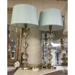 PAIR OF GLASS TABLE LAMPS