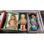 3 VINTAGE DOLLS CHINESE, JAPANESE & EUROPEAN HAND PAINTED
