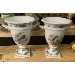 PAIR OF PORCELAIN BIRD VASES 34CMS (H) APPROX