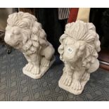 PAIR OF EXTRA LARGE SEATED LIONS