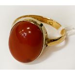 22CT AGATE GOLD RING 4.7 GRAMS APPROX SIZE R