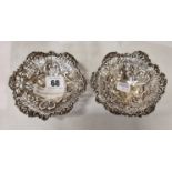 PAIR OF RAISED SILVER PIN DISHES - 6.2 OZS APPROX