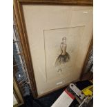 PAIR FRENCH SIGNED FASHION WATERCOLOURS 39CMS (H) X 26CMS (W) PICTURE ONLY
