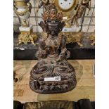 LARGE BRONZE SEATED BUDDHA - WITH STONES - SIGNED 40CMS (H) APPROX