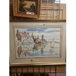 ATHANASIUS NIKOLSKY FRAMED WATERCOLOUR OF RIVER SCENE 36CMS (H) X 54CMS (W) APPROX PIC ONLY
