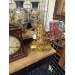 FRENCH FIGURAL MANTLE CLOCK 40CMS (H) APPROX A/F