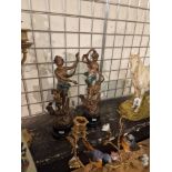TWO ART NOUVEAU STYLE SPELTER FIGURES 40CMS (H) APPROX