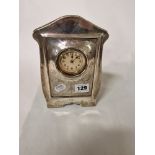 ART NOUVEAU H/M SILVER FRAMED CLOCK EMPIRE STYLE ENGRAVING - BIRMINGHAM 1910 - 20 CMS (H) APPROX