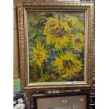 ARMEN ATOYAN (1922-2021) SUNFLOWERS, OIL ON CANVAS 2012 59CM X 48CM