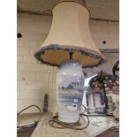 TABLE LAMP - PAINTED CONTINENTAL RIVER SCENE