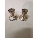 PAIR OF SILVER CANDLESTICKS - 9 CMS (H) APPROX