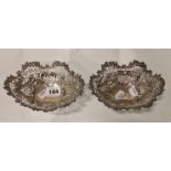 PAIR OF H/M SILVER PIERCED TRAYS 240 GRAMS APPROX