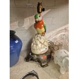 1930'S CERAMIC PARROT TABLE LAMP ON BRONZE BASE 43CMS (H) APPROX