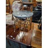 BRASS & MARBLE TOPPED WINE TABLE