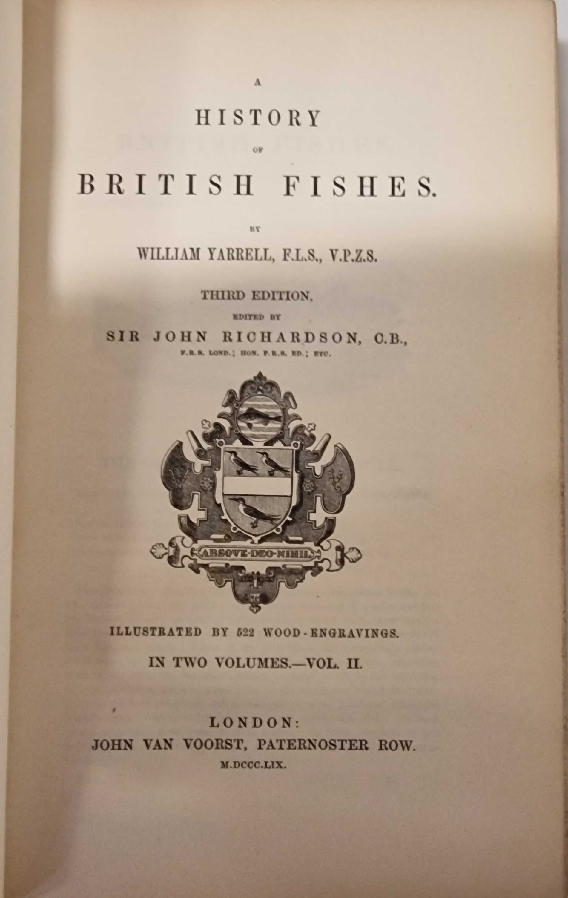 VICTORIAN NATURAL HISTORY BOOKS - HISTORY OF BRITISH FISHES BY WILLIAM YARRELL 1860 IN TWO VOLUMES - Image 2 of 2