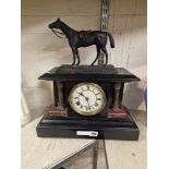 CLOCK WITH HORSE FIGURE 45CMS (H) APPROX