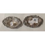 PAIR OF SILVER PIN DISHES - 1.8 OZS APPROX