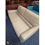 THREE SEATER CREAM LEATHER SOFA