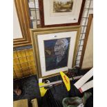 RON RODDAN FRAMED PORTRAIT WITH A RON RODDAN MIDDLESEX SPORTS OLYMPIC TROPHY