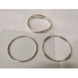 3 H/M SILVER BANGLES - 2 OZS APPROX
