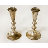 PAIR OF TALL SILVER CANDLESTICKS - 16.5 CMS 9H) APPROX